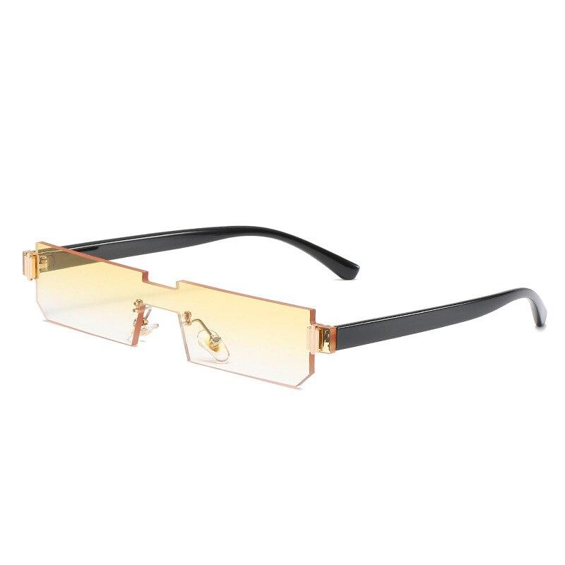 SO&EI Mote Kantløse One Piece Rectangle Solbriller Dame Retro Gradient Shades UV400 Menn Trending Firkantede Rosa solbriller