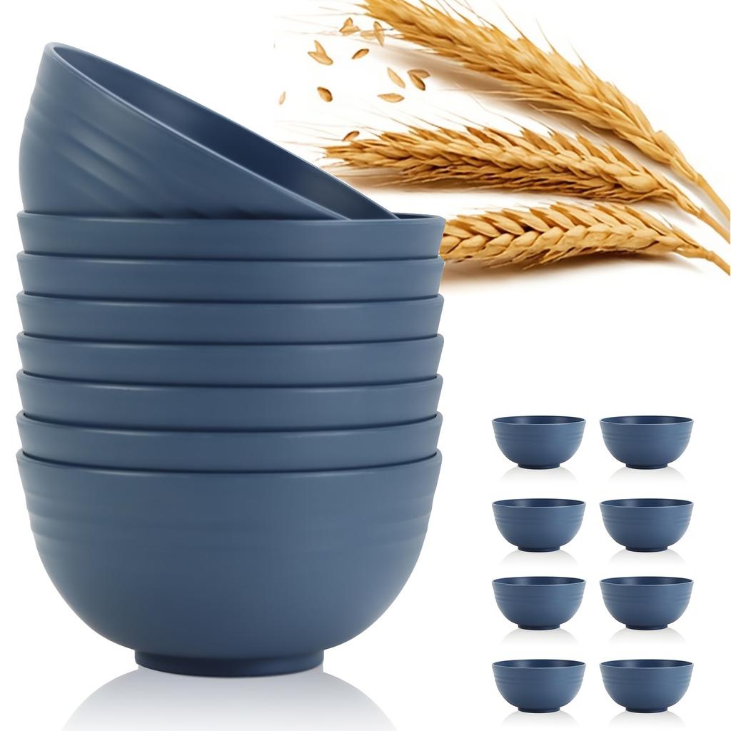4pcs, Wheatgrass Cereal Bowl - Durable and Shatterproof, 26oz, Microwave and Dishwasher Safe, BPA Free, Classic Blue Kitchen