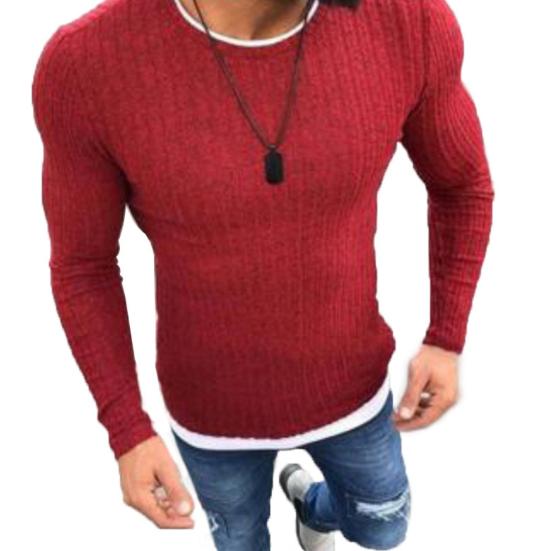 Bărbați Iarnă Culoare Solidă Gât O Mânecă Lungă Pulover Tricotat Subțire Slim
