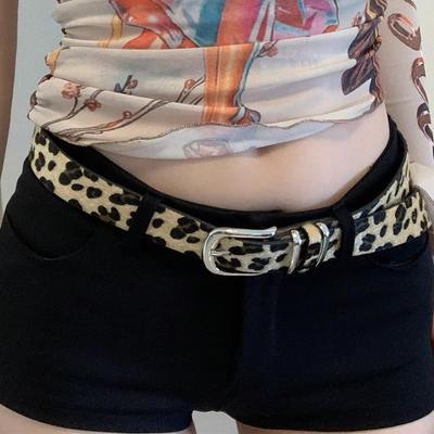 Modische Gürtel mit Leopardenmuster und Schlangenhaut für Damen, vielseitig einsetzbar, mit verstellbarer Schnalle, aus weichem PU-Leder, lässige Jeans-Dekoration