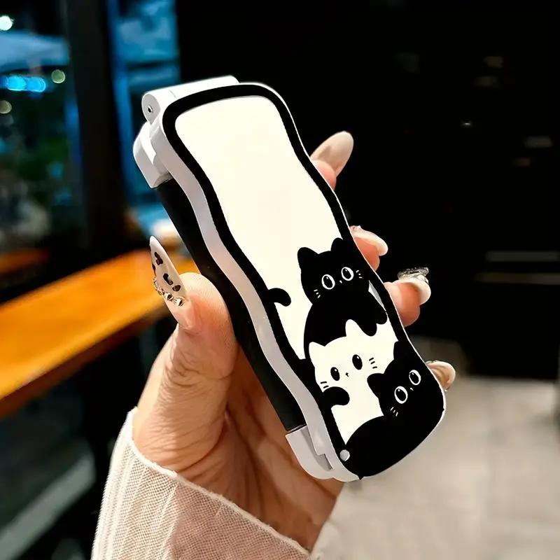 2 In 1 Creative Simple Foldable Cartoon Comb Portable Student Mini Cute Bangs Small Comb Soft Tooth Comb with Mirror