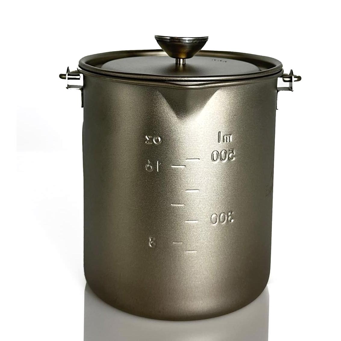 Hot Sale Pure Titanium Cup Outdoor Camping Drinkware Tea Sets French Press Set Coffee Percolator with Portable Bag серебряный