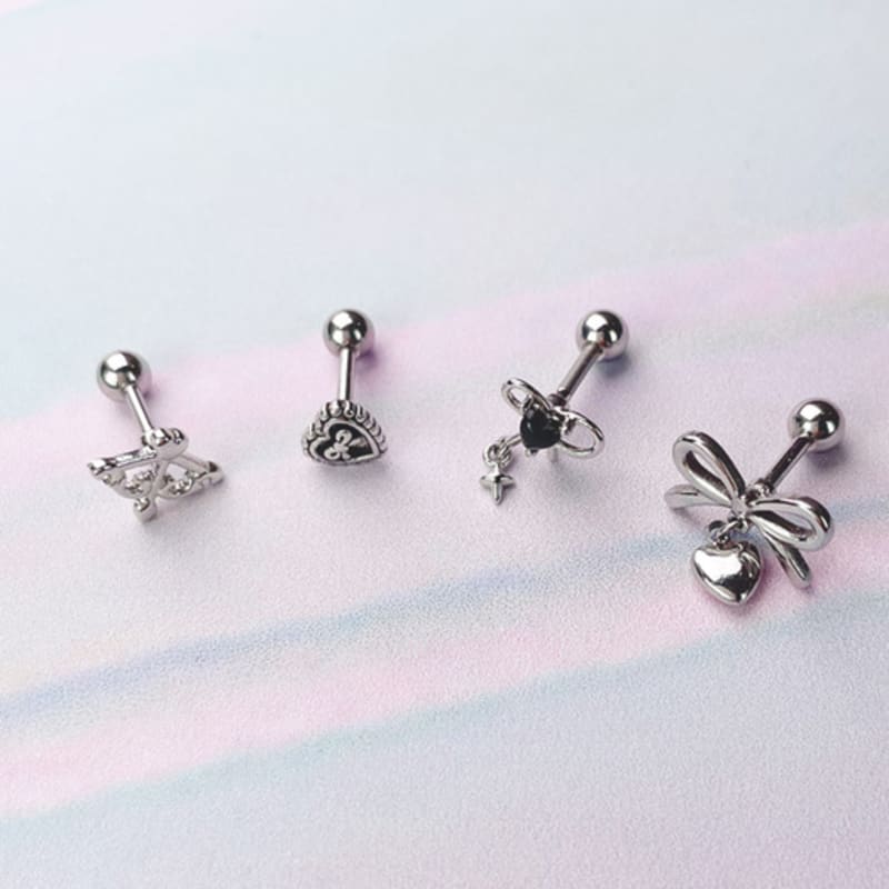 VVV [SET] Cupid Ribbon Heart Piercing