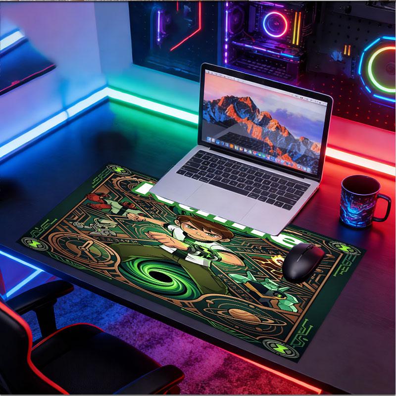 Custom Name Personalized Ben 10 Cartoon Pattern Mousepad, Laptop PC Desk Mat, Decorative Desk Mat for Home Keyboard Pad Gift