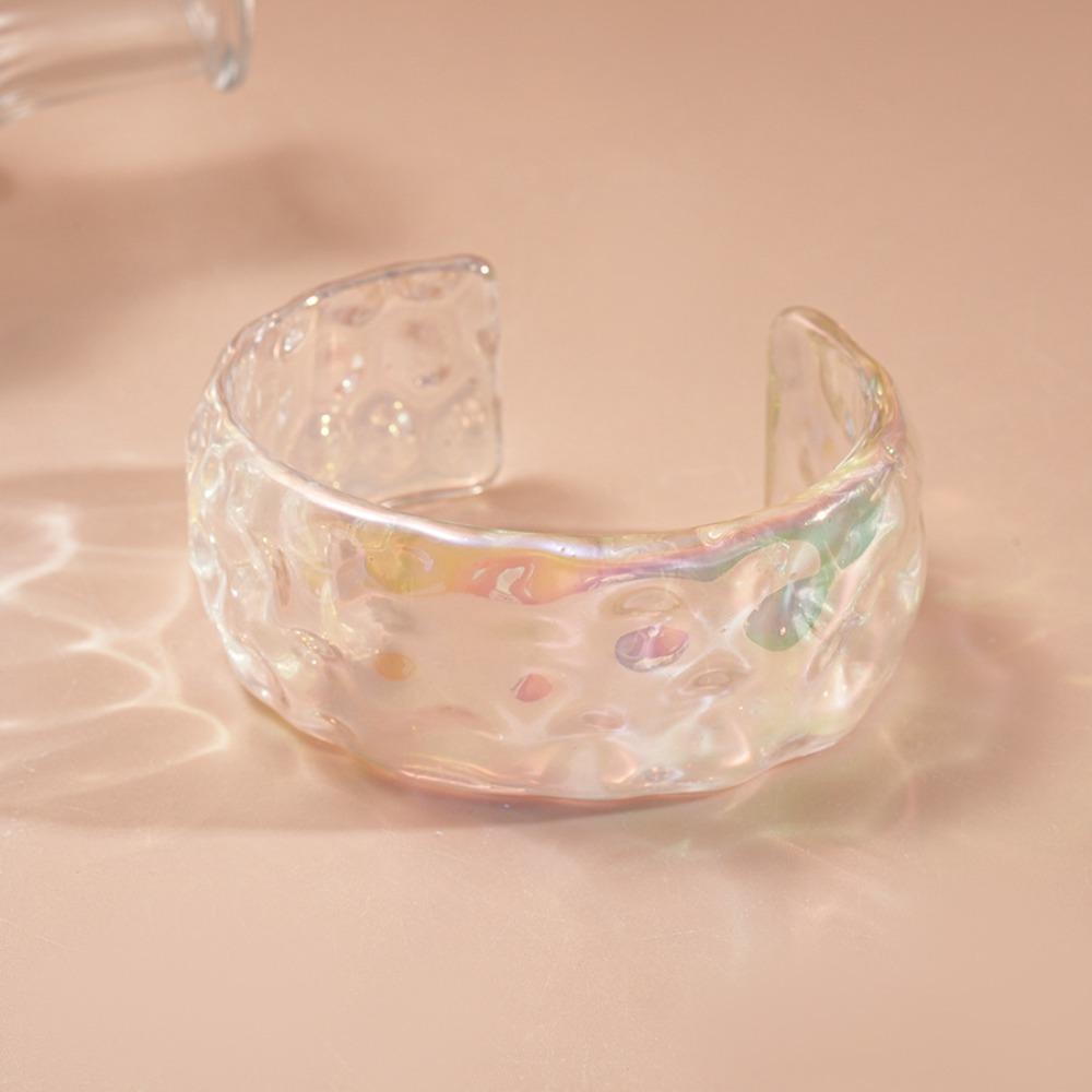 Colorful Wide Cuff Bangle Geometric Transparent Opening Bangle Jewelry Resin Bracelet  Women