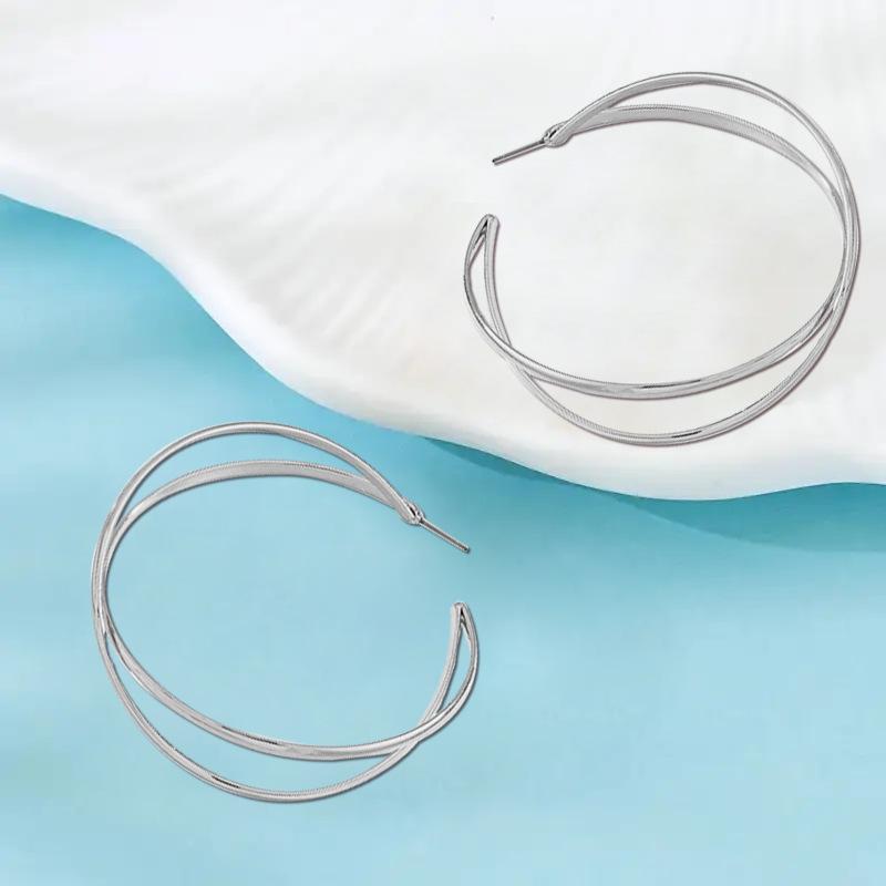 

Big circle earrings set fashion coil fashion women s jewelry earrings temperament simple round metal срібло сірий колір