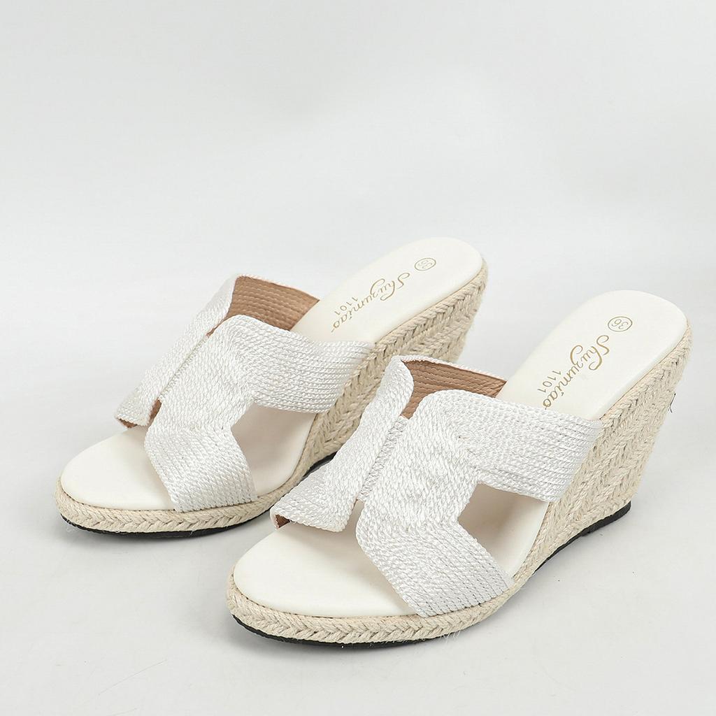 Women's Wedge Sandals Hemp Rope Sexy New Fashion Simple Wedge Heel Waterproof Table Linen Straw Mop LFD-11011-10