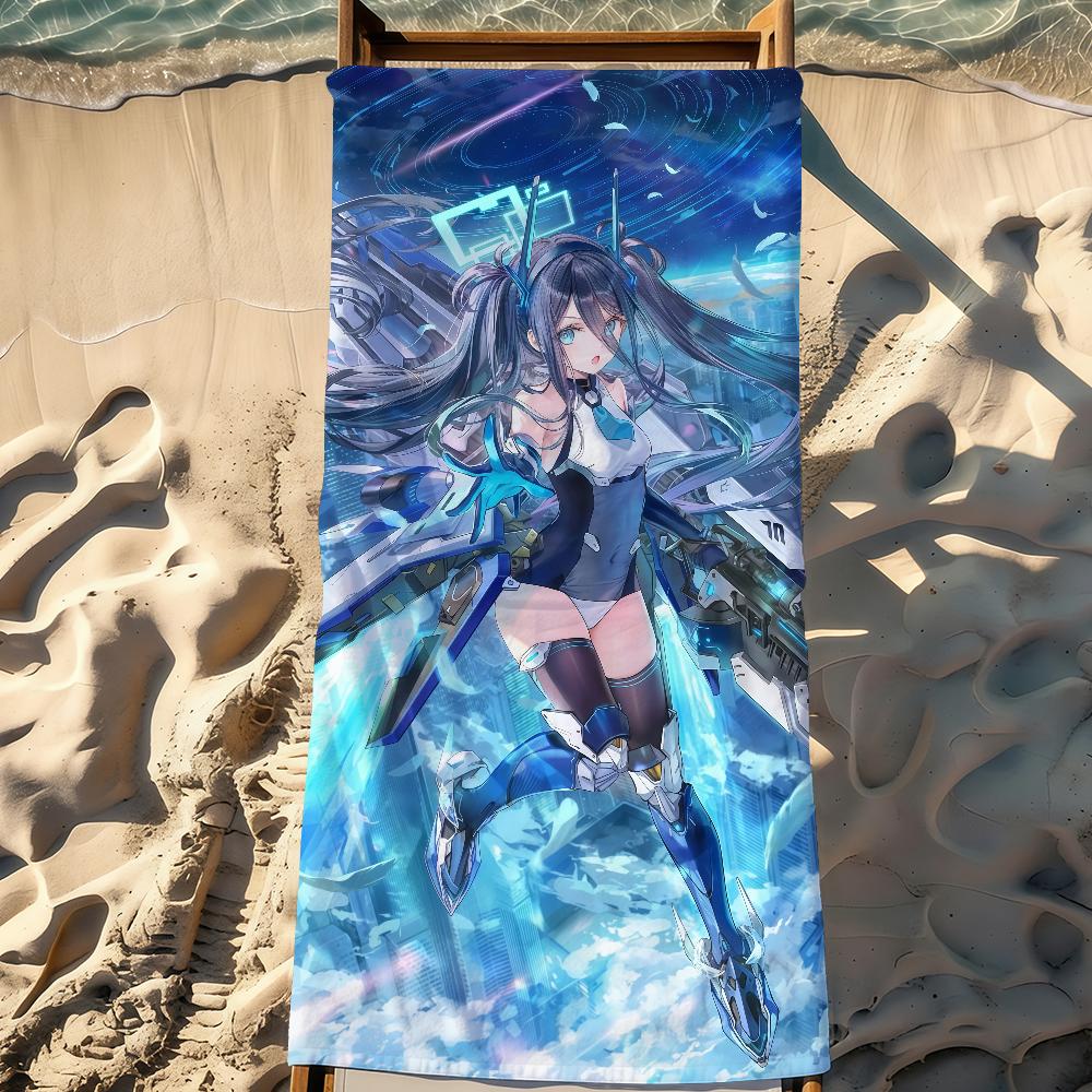 Game Aris Tendou Alice B-Blue A-Archive Towel Sports Quick Dry Travel Camping Gear Sandproof Soft Light Large Beach Towel