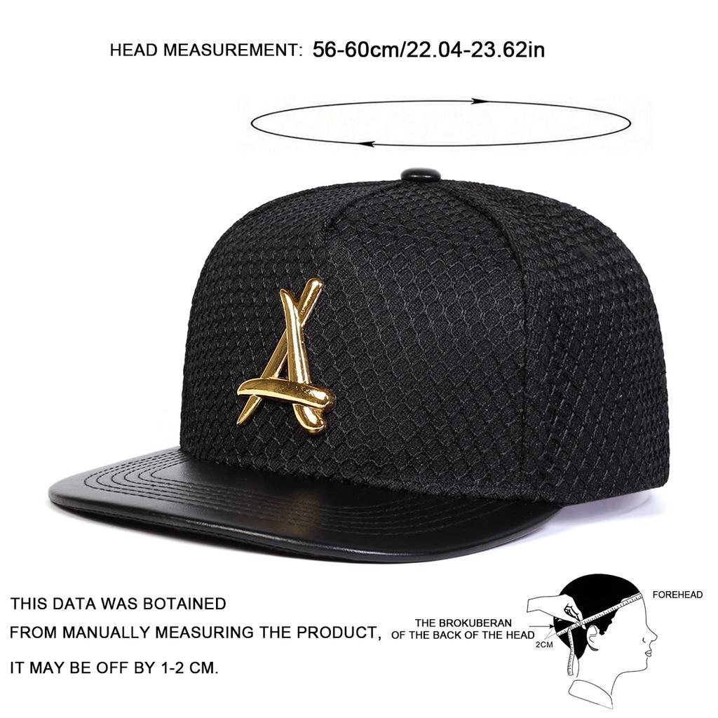 Unisex Metal Triangle Decoration Adjustable Flat Top Baseball Hat Mesh Snapback Caps Spring Summer Outdoor Sport Travel for Women Men