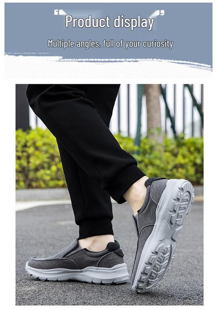 Men's Spring Slip-on Walking Shoes: Breathable Mesh, Lightweight, Large Size, Perfect for Middle-aged & Elderly Casual Wear.