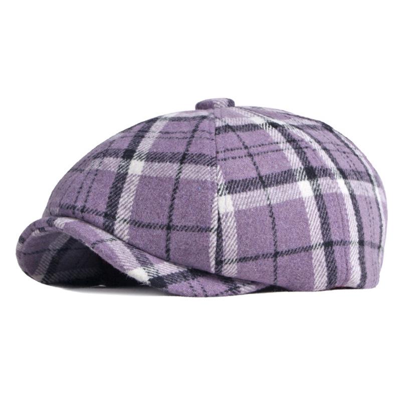 Autumn/Winter Unisex Plaid Newsboy Beret - British Retro Style Wool Hat