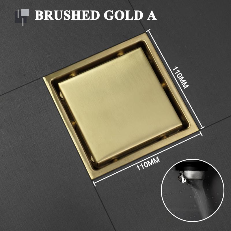 Bathroom Deodorant Shower Floor Drain Stainless Steel Square Garbage Filter Drainage Tile Embedded Invisible Floor Drain