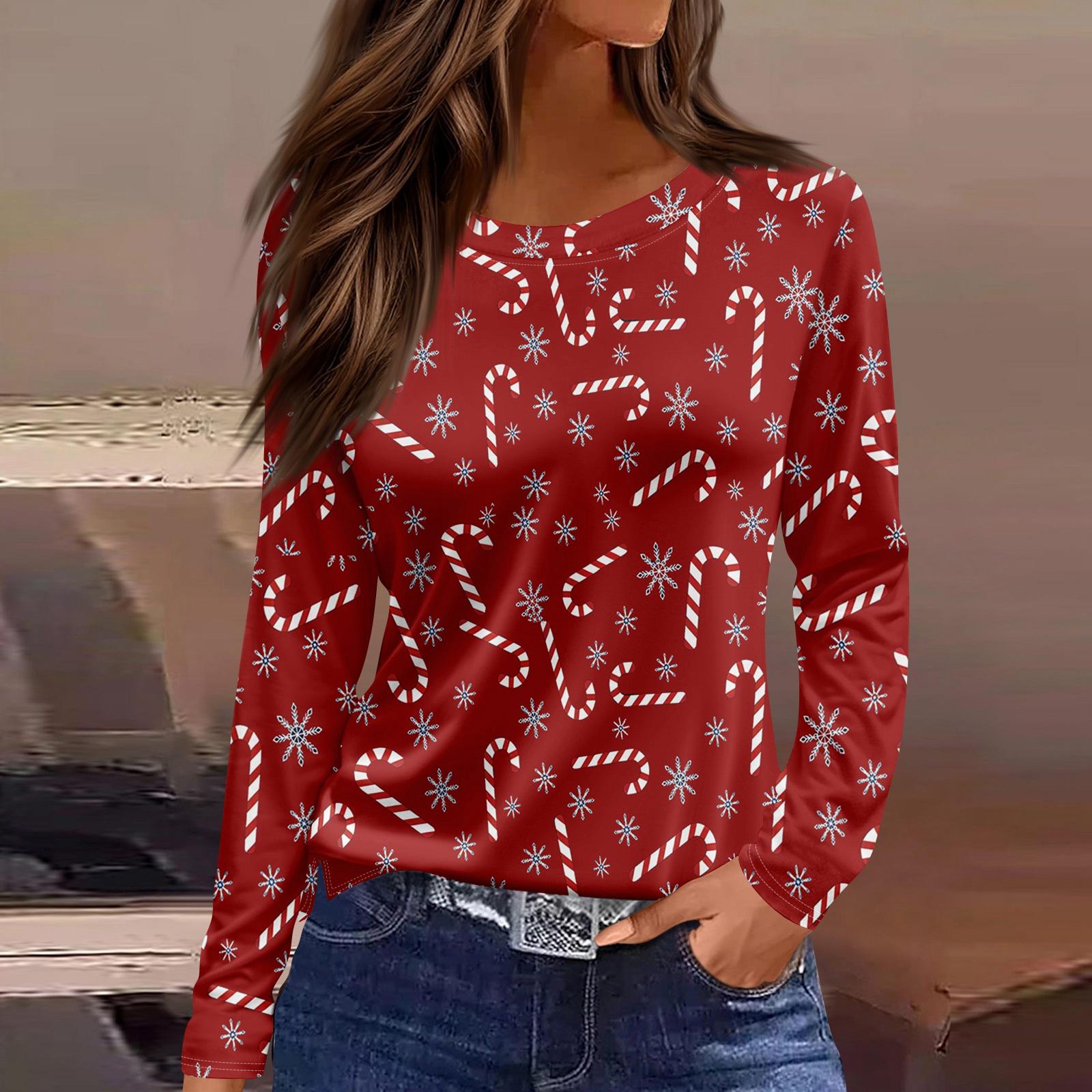 

Женская модная повседневная свободная футболка с разрезом и круглым вырезом с длинным рукавом с принтом, женский топ XL красный