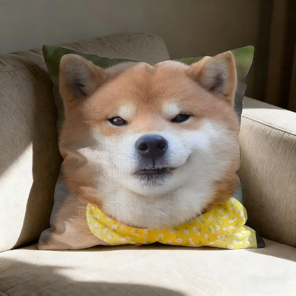 Federa per Cuscino Shiba Inu Carino Copricuscini in Lino Copertura per Divano Soggiorno Panca Patio Pavimento Decorazioni per la Casa in Lino