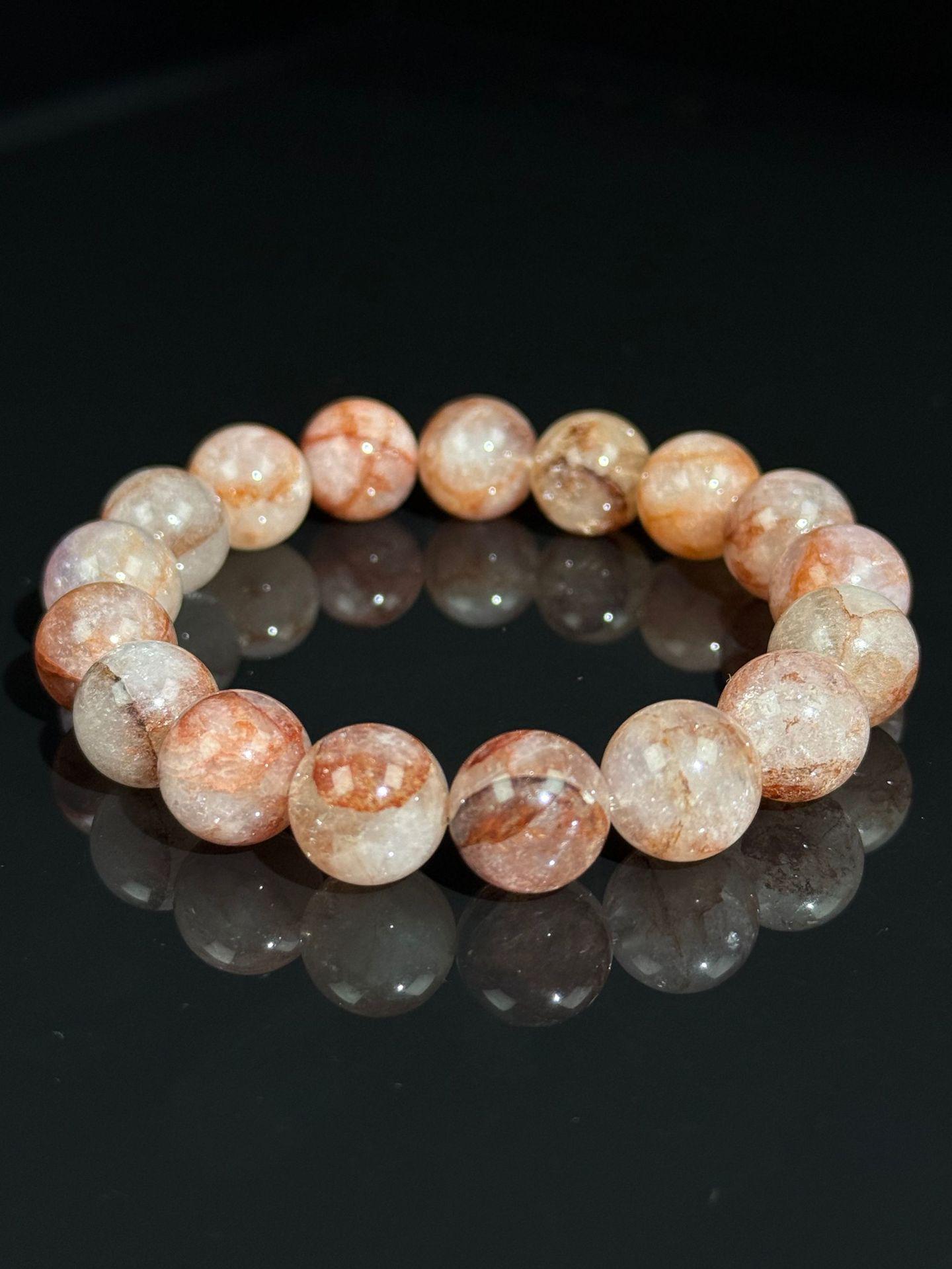 Natural Red Flashing Spirit Flower Crystal Beaded Unisex Bracelet