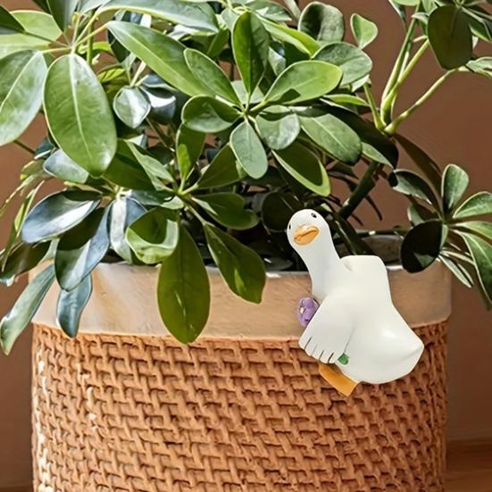 1/3Pcs Duck Pendant Hanging Over Flower Pots Resin Sculpture Outdoor Indoor Figurine Farmhouse Patio Balcony Decoration