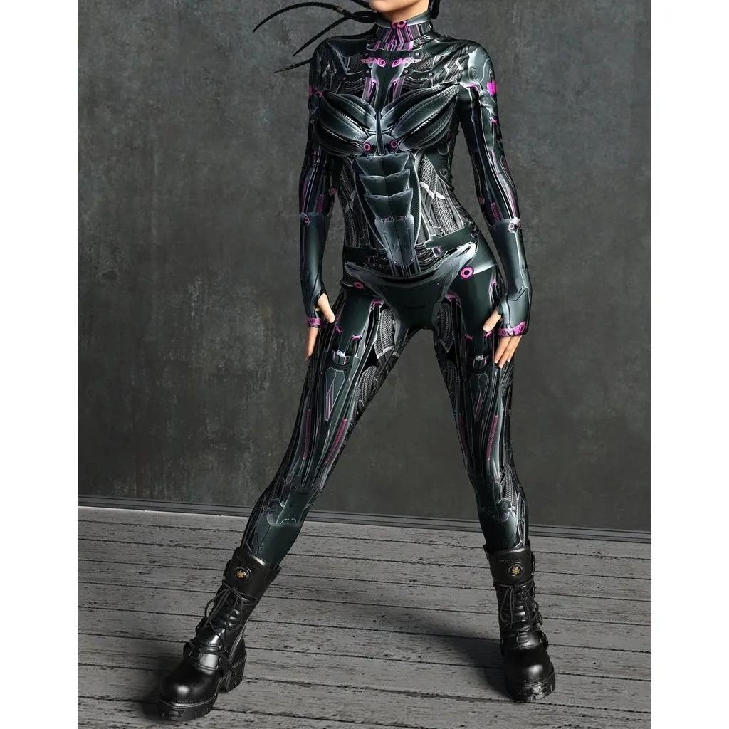 

Унисекс Киберпанк 3D цифровая печать Хэллоуин вечеринка ролевая игра наряд для женщин мужчин косплей костюм карнавальный комбинезон Adults M чёрный