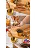 8-Piece Rose Gold Stainless Steel Measuring Spoon & Cup Set with Acacia Wood Handles
