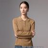 100% Reine Wolle Polo Kragen Damen Langarm Strickpullover