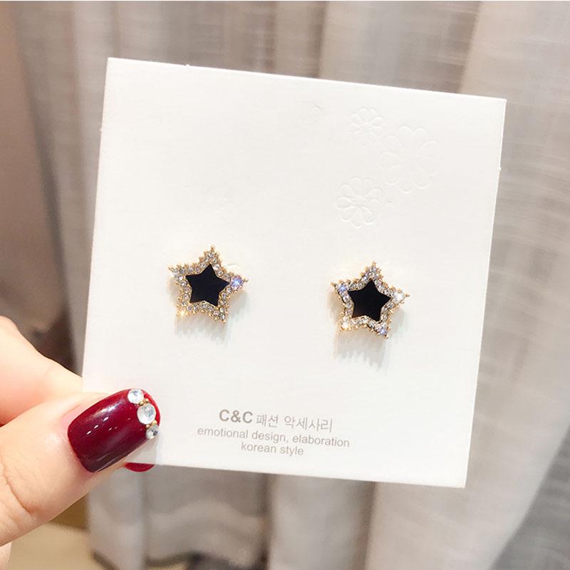 S925 Silver Lucky Clover Stud Earrings: Classic Simple Design with Diamond Star, Square, Heart, and Butterfly Accents