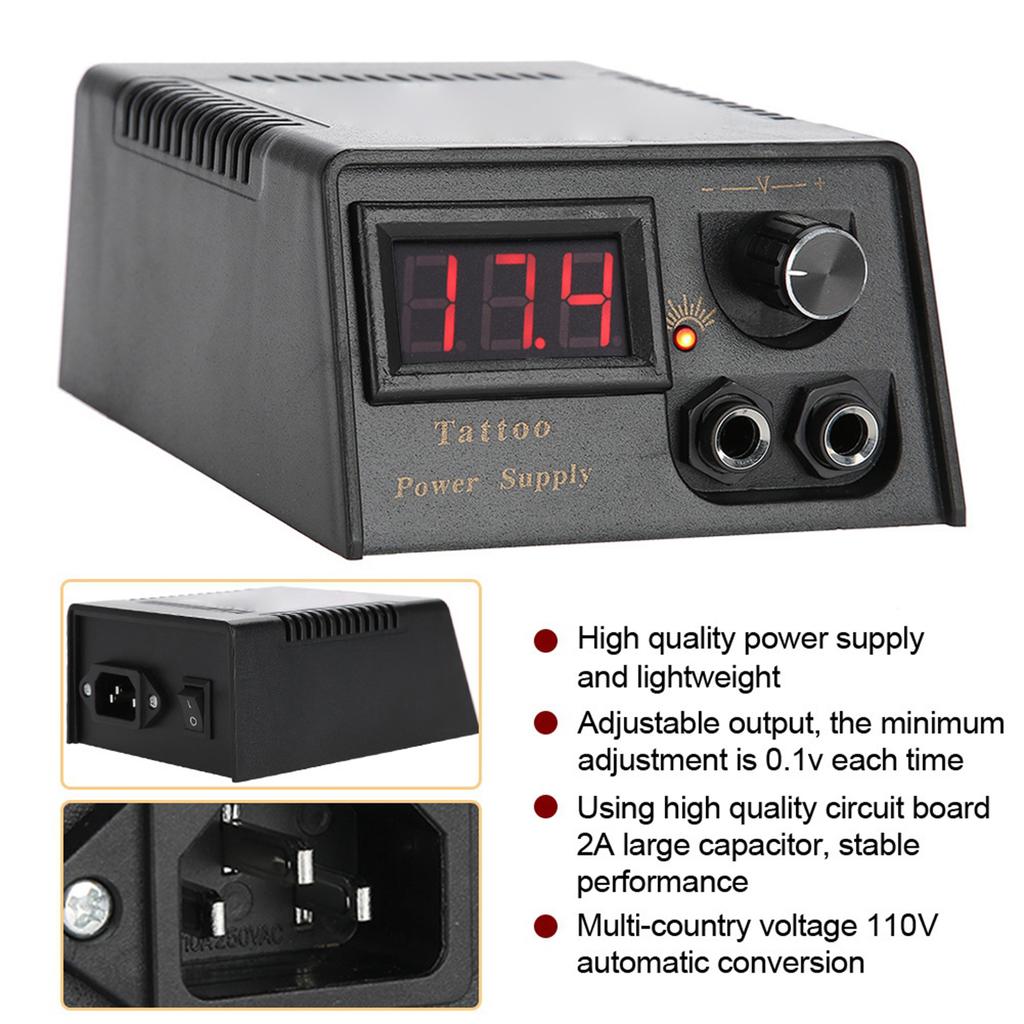 Professional Digital Tattoo Machine Power Supply LCD Tattoo Gun Power With Cable