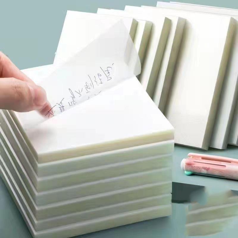 50 Sheets Creative Transparent PET Waterproof Sticky Notes Tear-off Simple Sticky Notes Office Note-taking Labels