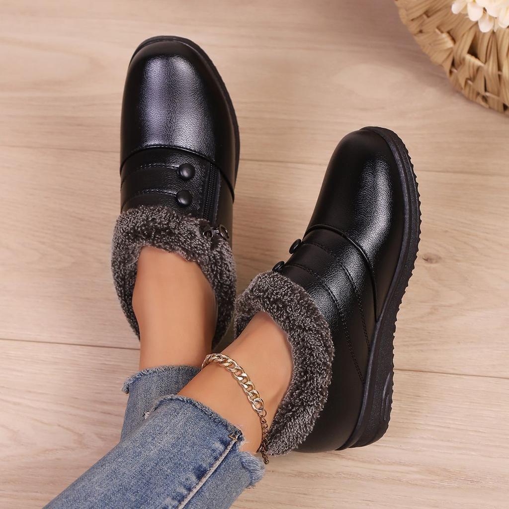 2025 Women's Shoes New Women's Boots Winter Cotton Shoes Zipper Casual Shoes Winter Boots Wedge Heel Medium Heel Short Snow Boots
