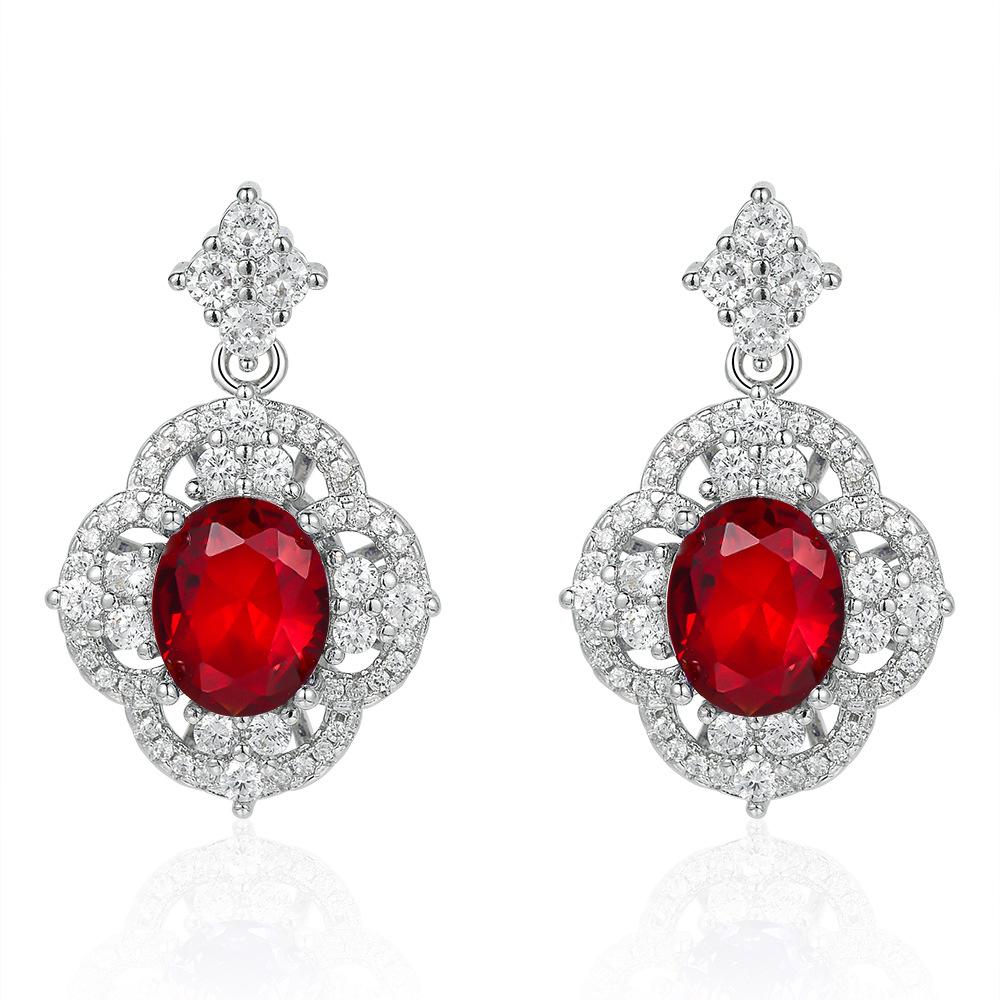 Hot-selling luxury high-carbon diamond dried rose pendant earrings exquisite fashion French European and American style earrings