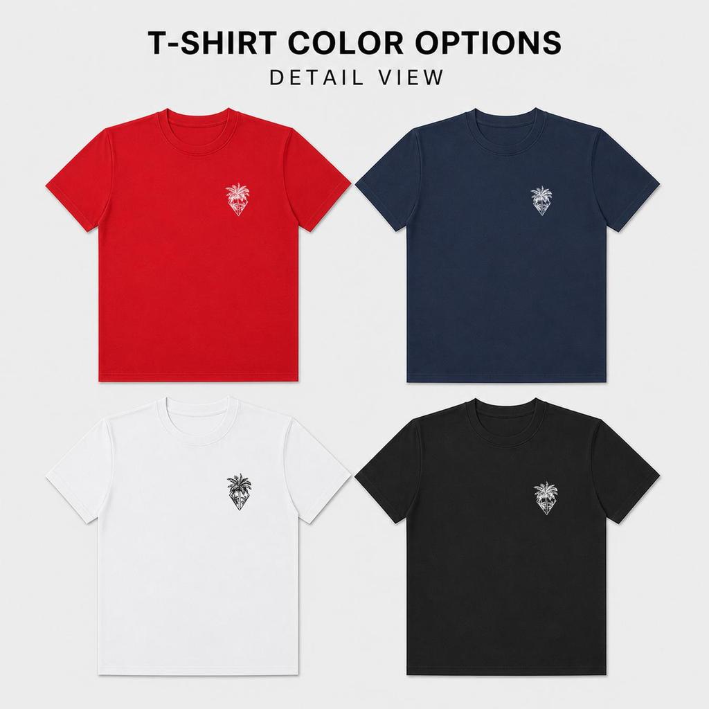 New men's short-sleeved T-shirt with palm tree print, perfect for vacation and leisure, comfortable and soft, a summer essential.