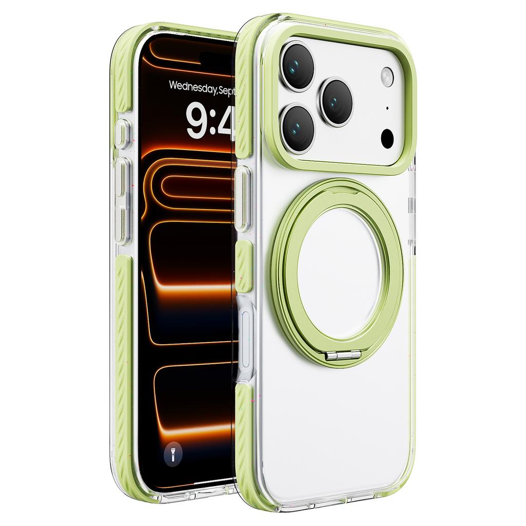 For iPhone 17 Pro Case Rotating Kickstand TPU + TPE Phone Cover Compatible with MagSafe