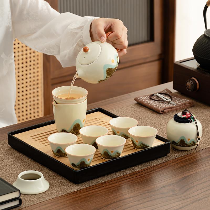 A Full Set of Tea Brewing Aoyama Teapot Set Wholesale Retro Kung Fu Tea Set