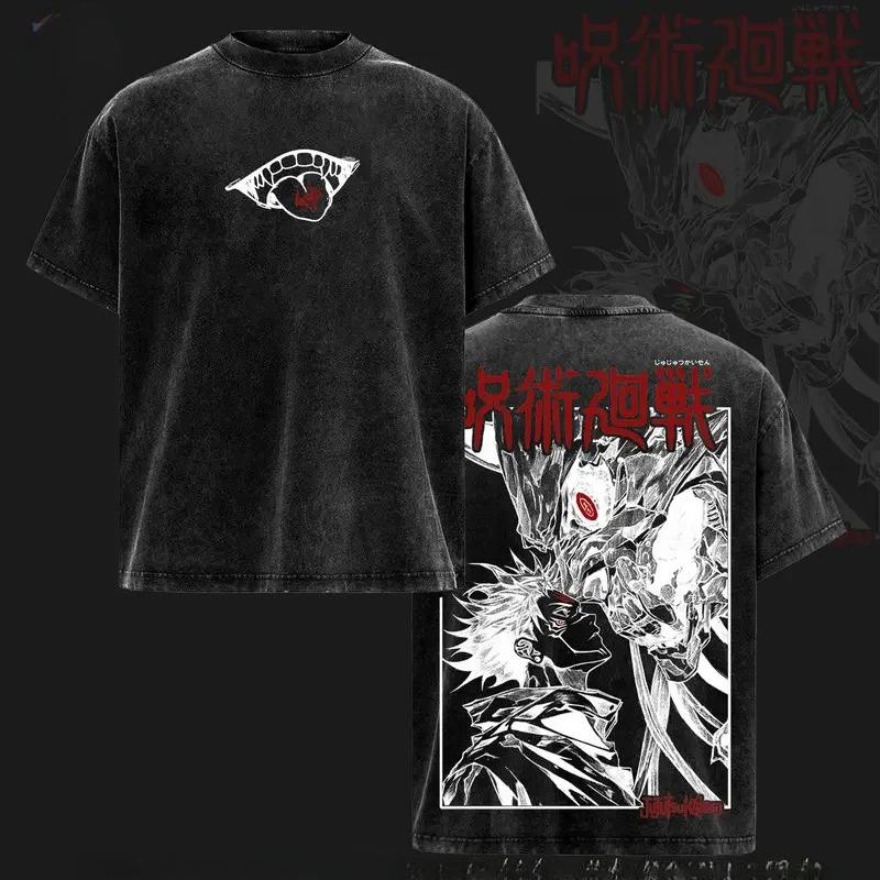 Ryomen Sukuna Printed Tee Anime Jujutsu Kaisen Clothing Men Women Washed Cotton T-shirts Casual Loose Tshirt Harajuku T Shirt