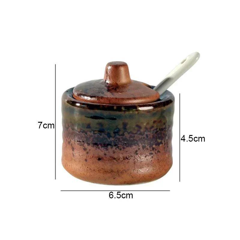 Retro Ceramic Seasoning Jars Salt and Pepper Shakers Kitchen Spice Tools Spice Organizer Jars Seasoning Box Kitchen Accessories