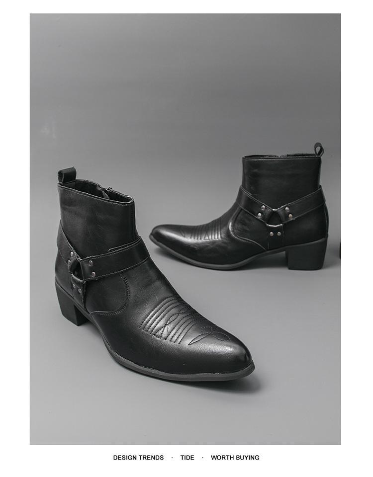 Men's Pointed Toe High-top Chelsea Boots – Large Size British Style Leather Casual Shoes