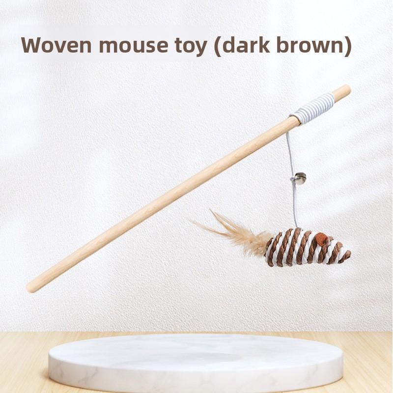 Cat Toys, Wooden Handles, Cat Teasing Sticks, Elastic Ropes, Cotton and Linen Cloth, Feather Bells, Interactive Cat Toys, Cat Teasing Toys