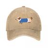 Black Vintage Baseball Cap With Dachshund  New Vintage Washed Cotton Baseball Cap Parent Kids Sun Hats