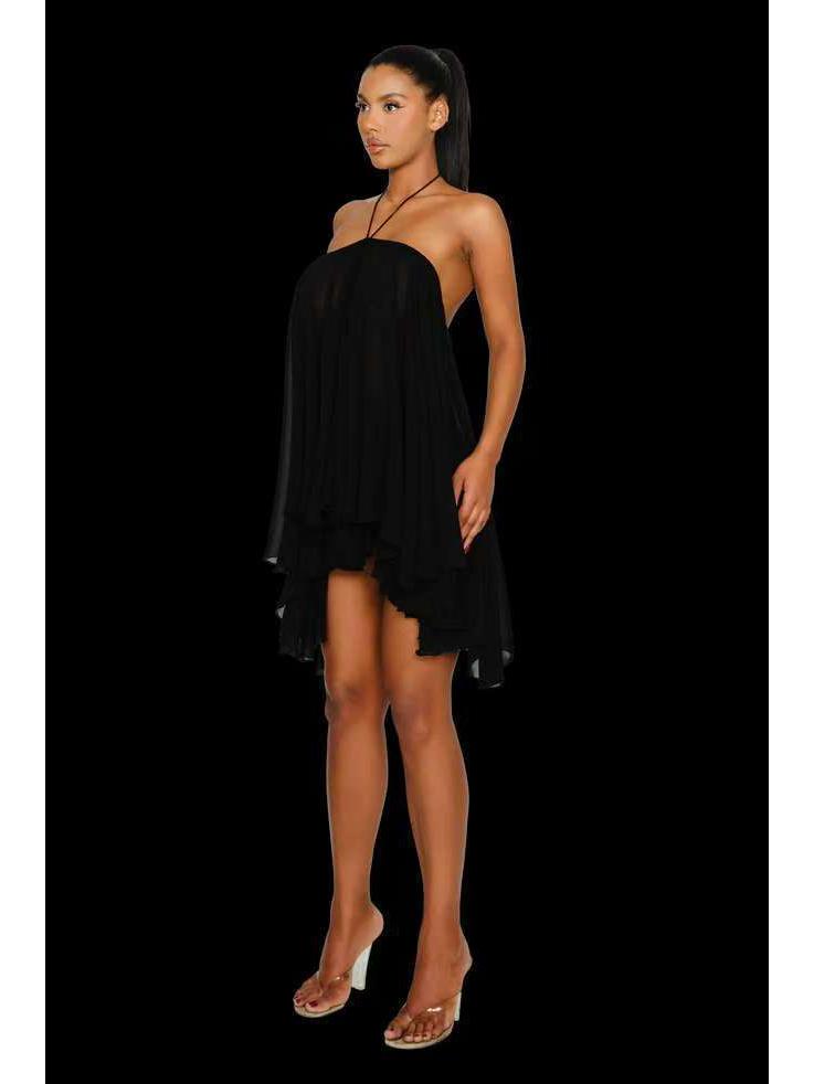 2025 Spring/Summer Sexy O-neck Strapless Halter Loose Dress for Women