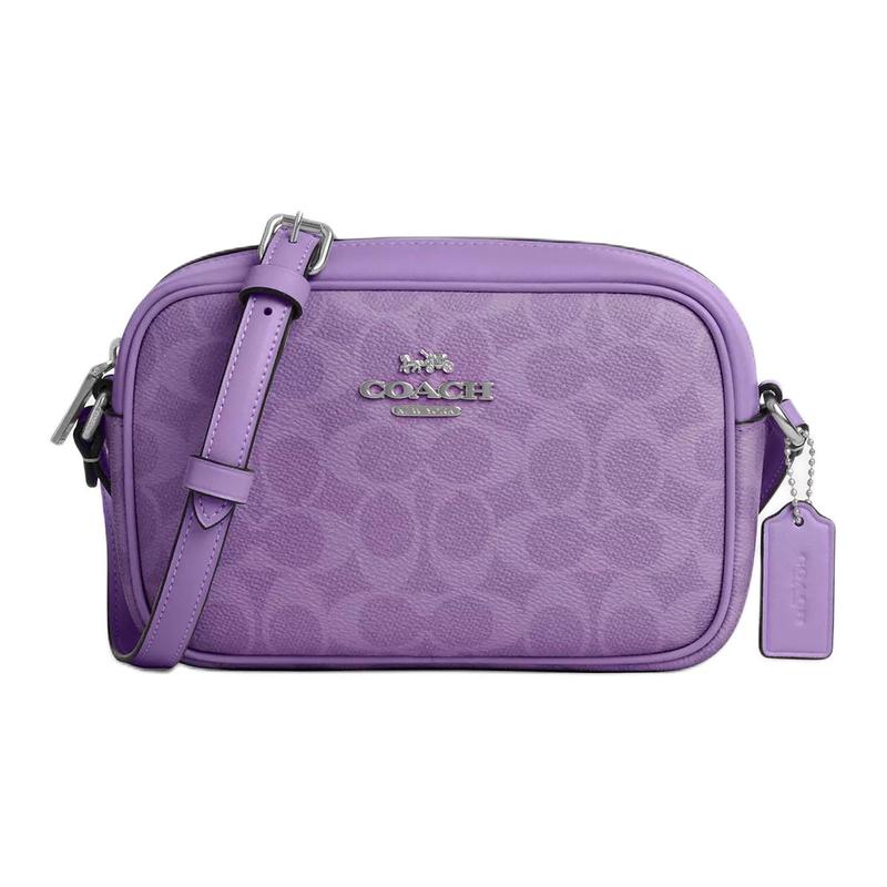 COACH Jamie 19 Logo Coated Canvas Camera Bag Crossbody Bag Small Women s Purple фиолетовый