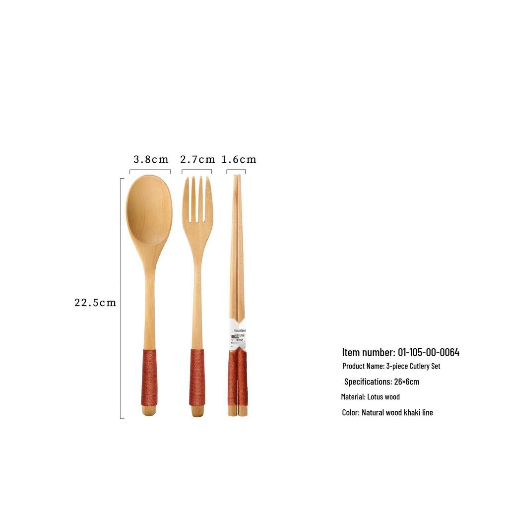 YFJY Drewniany Zestaw Sztućców: Grawerowalny widelec, łyżka, pałeczki z materiałowym woreczkiem - Idealne na wesela i do codziennego użytku