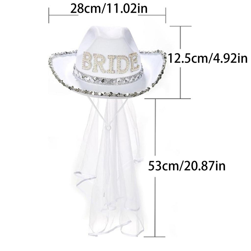 Jeweled Crystal Cowboy Hats Bride Veil Panama Hat for Bachelorette Party Cowboy Hats for Club Stage Shows