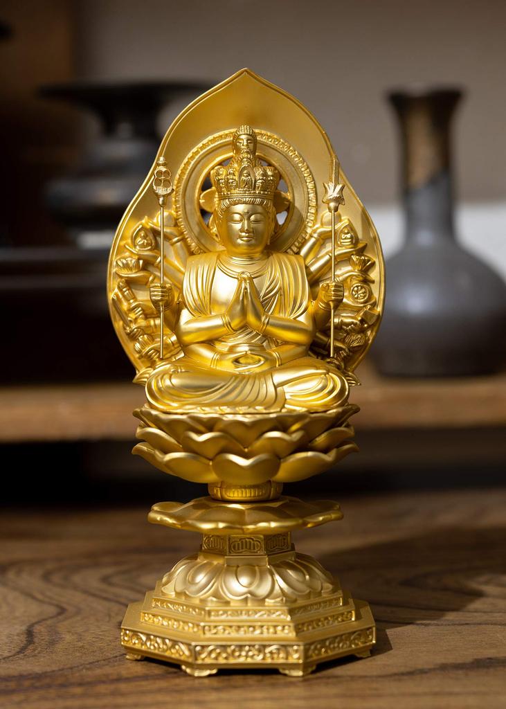 Buddhist Statue of the Kannon by Sculptor Shuun Original Model In the Year of the Zodiac Guardian Takaoka Thousand-Armed Bodhisattva, 15.5cm