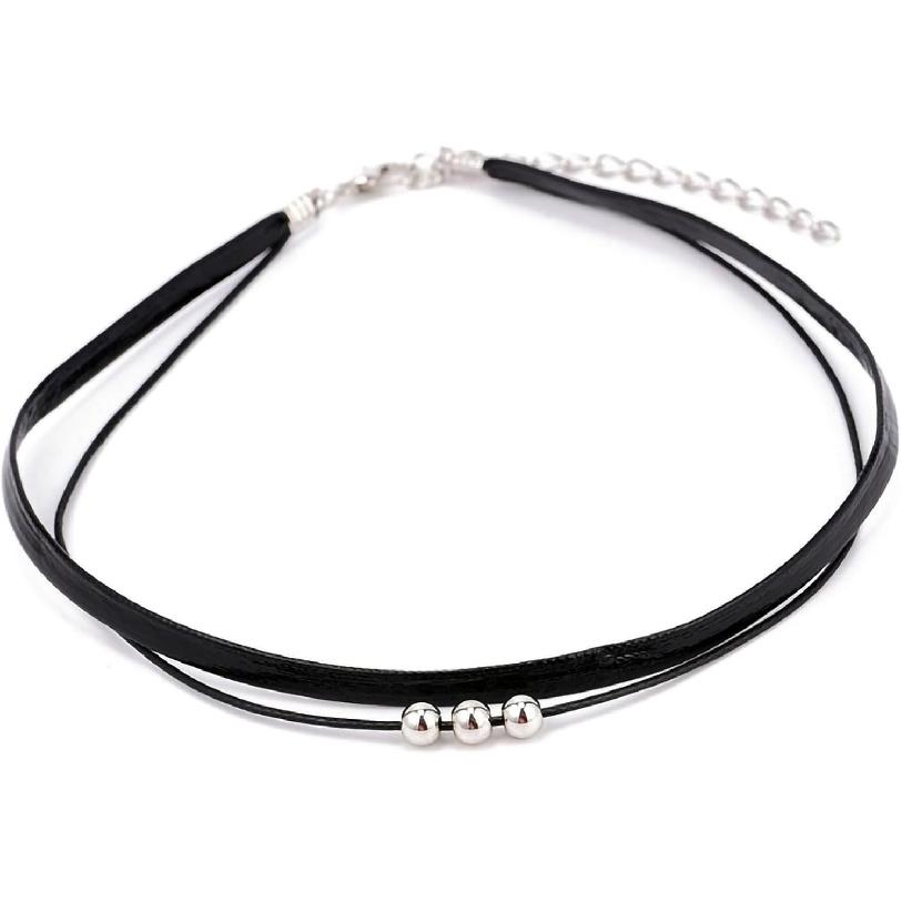 Fesciory Schwarze Halskette für Damen, Verstellbarer Täglicher Goth Schmuck Geschenk | Verstellbare Passform, Enganliegende Schwarze Halskette, Spitze Samt Perlen oder Anhänger