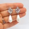 High-End And Fashionable Ocean Pearl Earrings, Set With Cubic Zirconia  Women'S  Luxurious Fashion Jewelry
