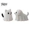 Talos 3D Printed Ghost Dog/Cat Figurine Ornaments, Knitted Texture Halloween Animal Decorations, Small Cute Puppy/Kitten Gifts for Home Desk Display