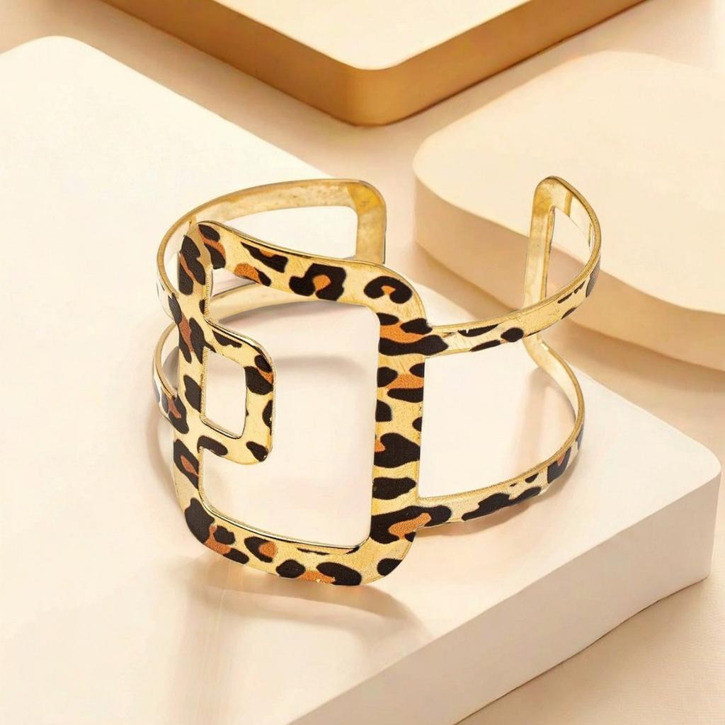 Leopard Geometric Hollow Open Adjustable Bracelet