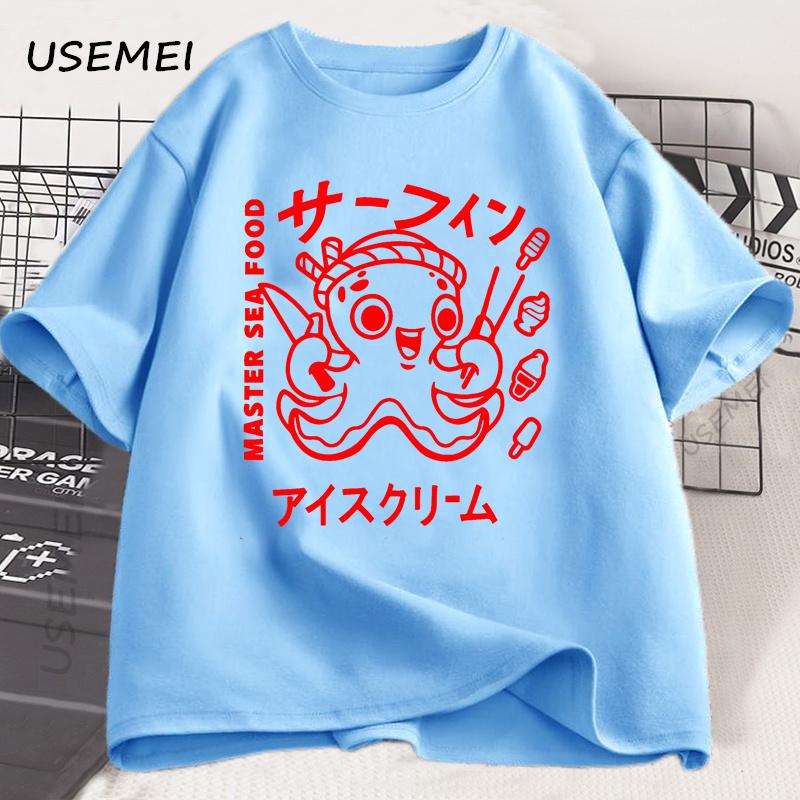 

Японская футболка с графическим принтом осьминога, забавная винтажная футболка Y2k для мужчин и женщин, хлопковая, мягкая, с коротким рукавом, унисекс, повседневные топы 4XL