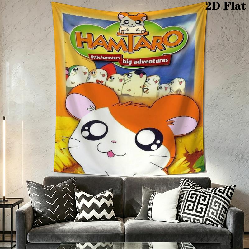 Hamtaro Wall Tapestry Aesthetic Wall Hanging Printed Fabric Blanket Decorative Tapestries for Bedroom Living Room Home Decor