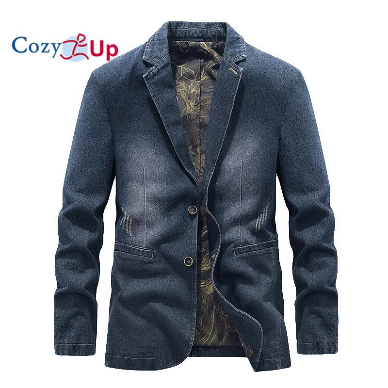 

Уютный мужской повседневный джинсовый пиджак с 2 пуговицами, джинсовый пиджак с тонкими лацканами 3XL темно-синий