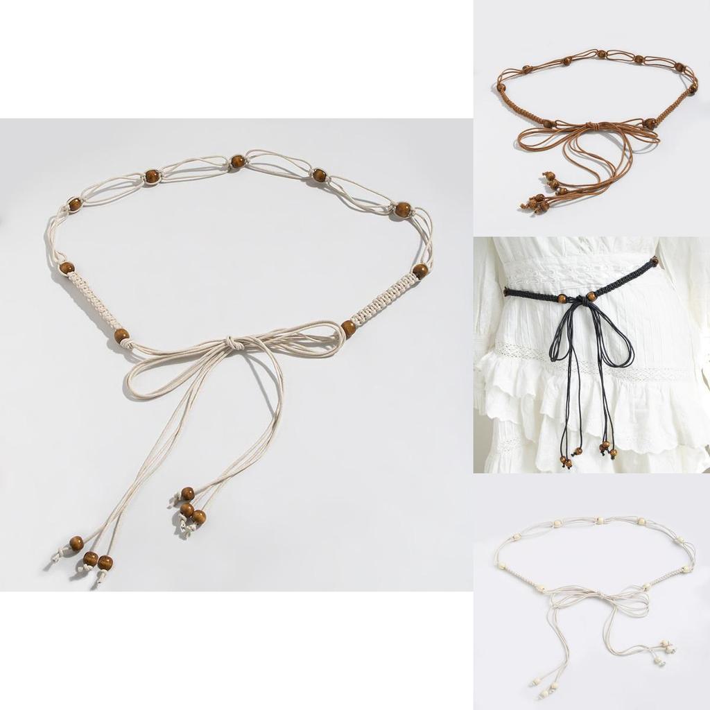 Bohemian Ethnic Design Genuine Leather Waist Rope For Women With Handmade Tie Knot