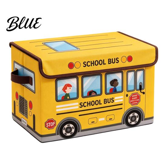 Soft Fabric Toy Safety Lid Box Foldable Bus Storage Chest School Treasure with And Reinforced
